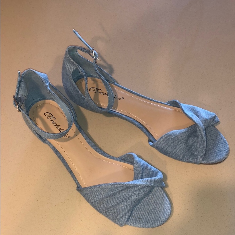 Breckelle’s denim low wedge sandal